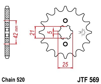 Pignon JT Sprockets Acier pas 520 16 dents - Pour Yamaha DT 250 MX 80-