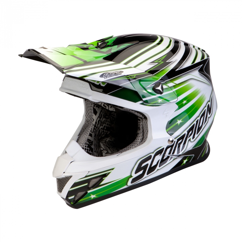 Casque cross Scorpion VX-20 AIR STAR TROOPER Noir Blanc Vert - M
