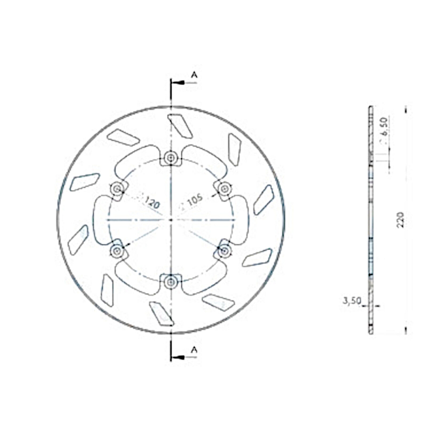 Disque de frein NG Brake Disc D.220 RIEJU RS1 50 de 1997 à 1998 - 310