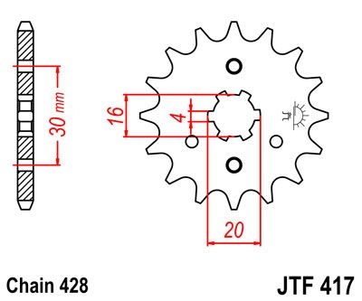 Pignon JT Sprockets Acier pas 428 14 dents - Pour Kawasaki KMX 125 86-