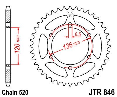 Couronne JT Sprockets Acier pas 520 41 dents - Pour Yamaha TZR 250 87-