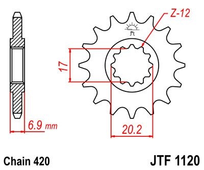 Pignon JT Sprockets Acier pas 420 15 dents - Pour Yamaha DT 50 R 97-02