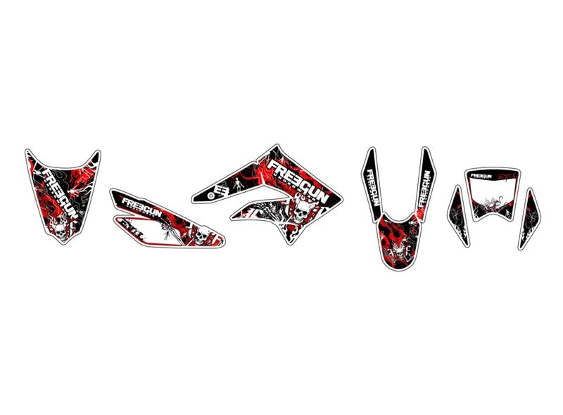 Kit déco Kutvek Freegun Firehead rouge Derbi Senda DRD X-Treme