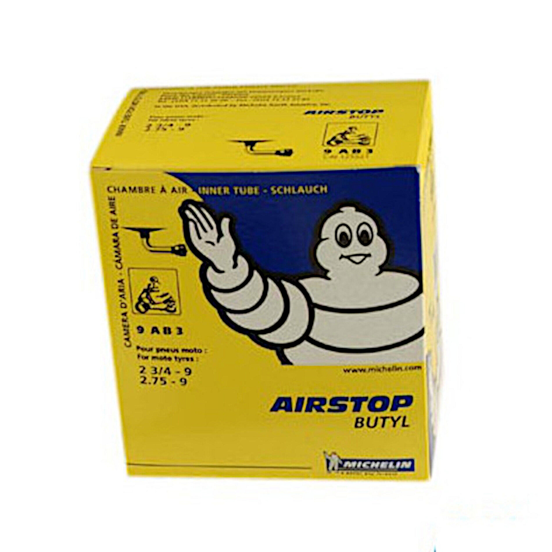 Chambre à air Michelin scooter 2,75-9 valve coudée à 90