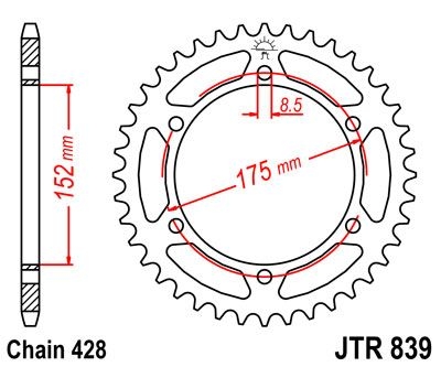 Couronne JT Sprockets Acier pas 428 57 dents - Pour Yamaha DT 125 R 90