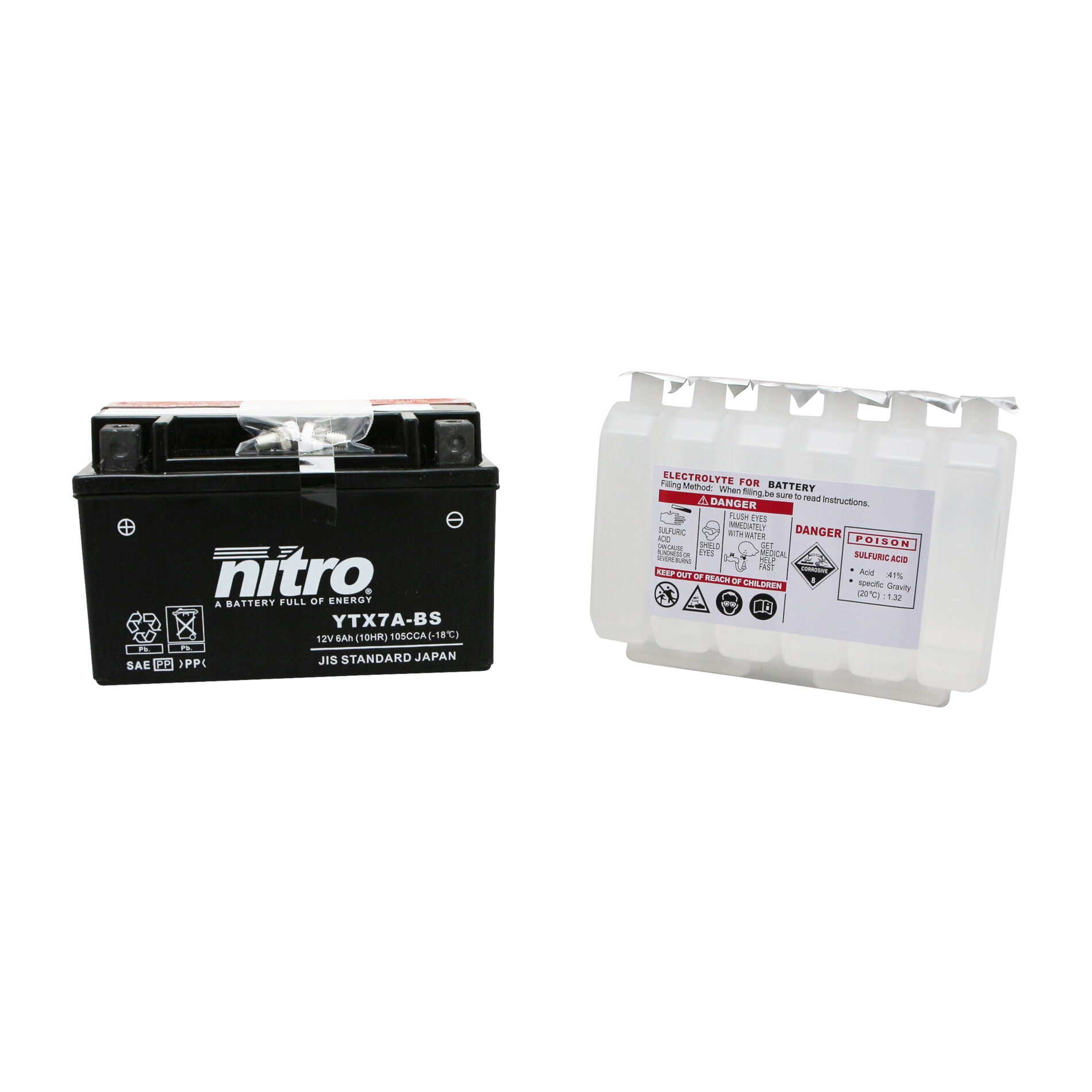 Batterie Nitro 12V 6 Ah YTX7A-BS