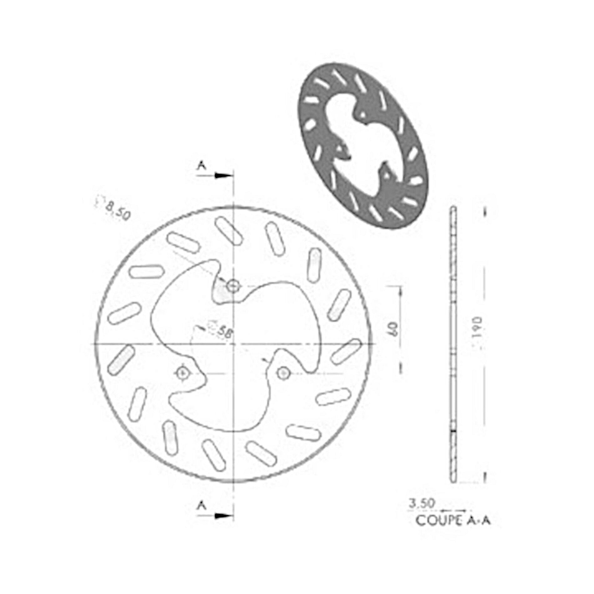 Disque de frein NG Brake Disc D.190 avant gauche - 023