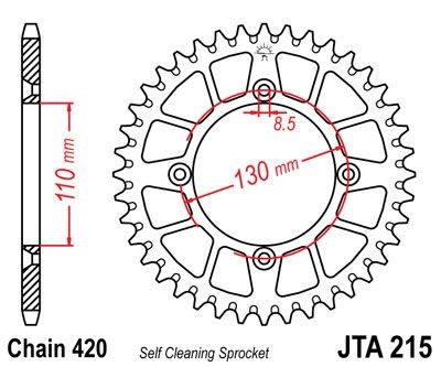 Couronne JT Sprockets Aluminium pas 420 49 dents - Pour Honda CR 80 R
