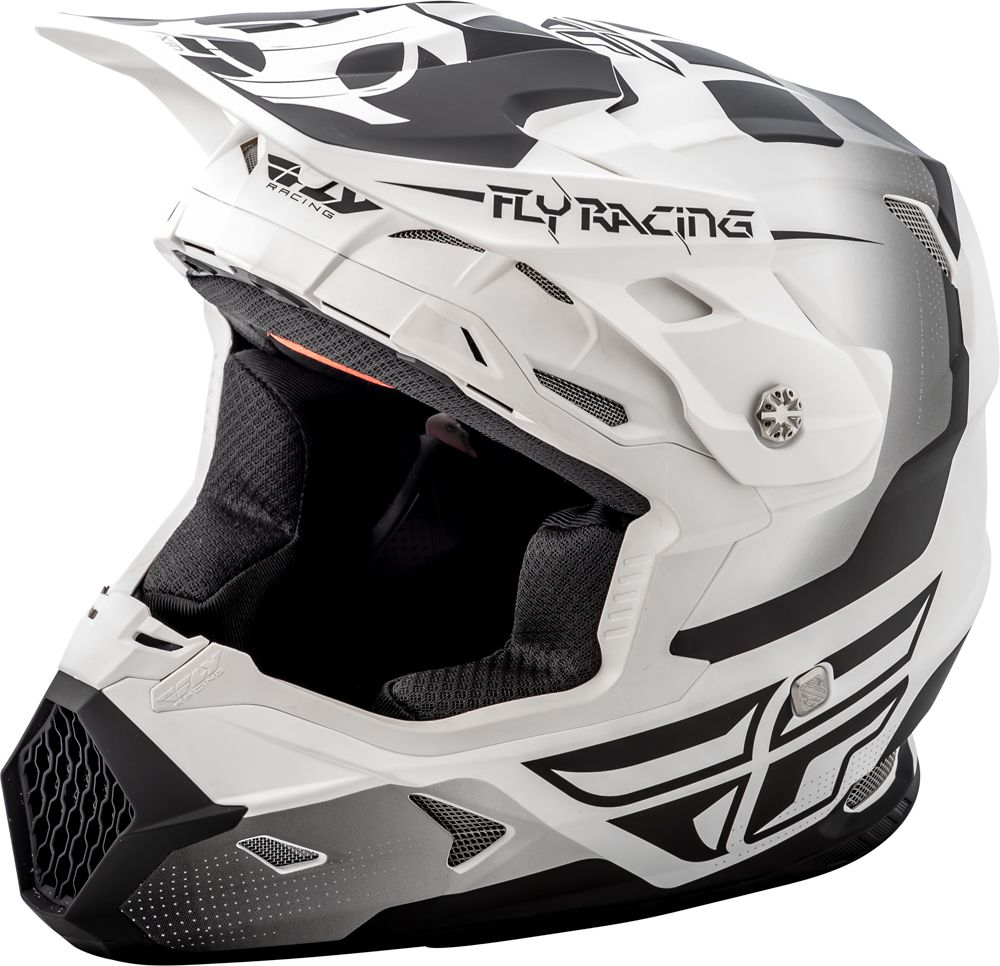 Casque cross Fly Racing Toxin blanc mat/noir - XS