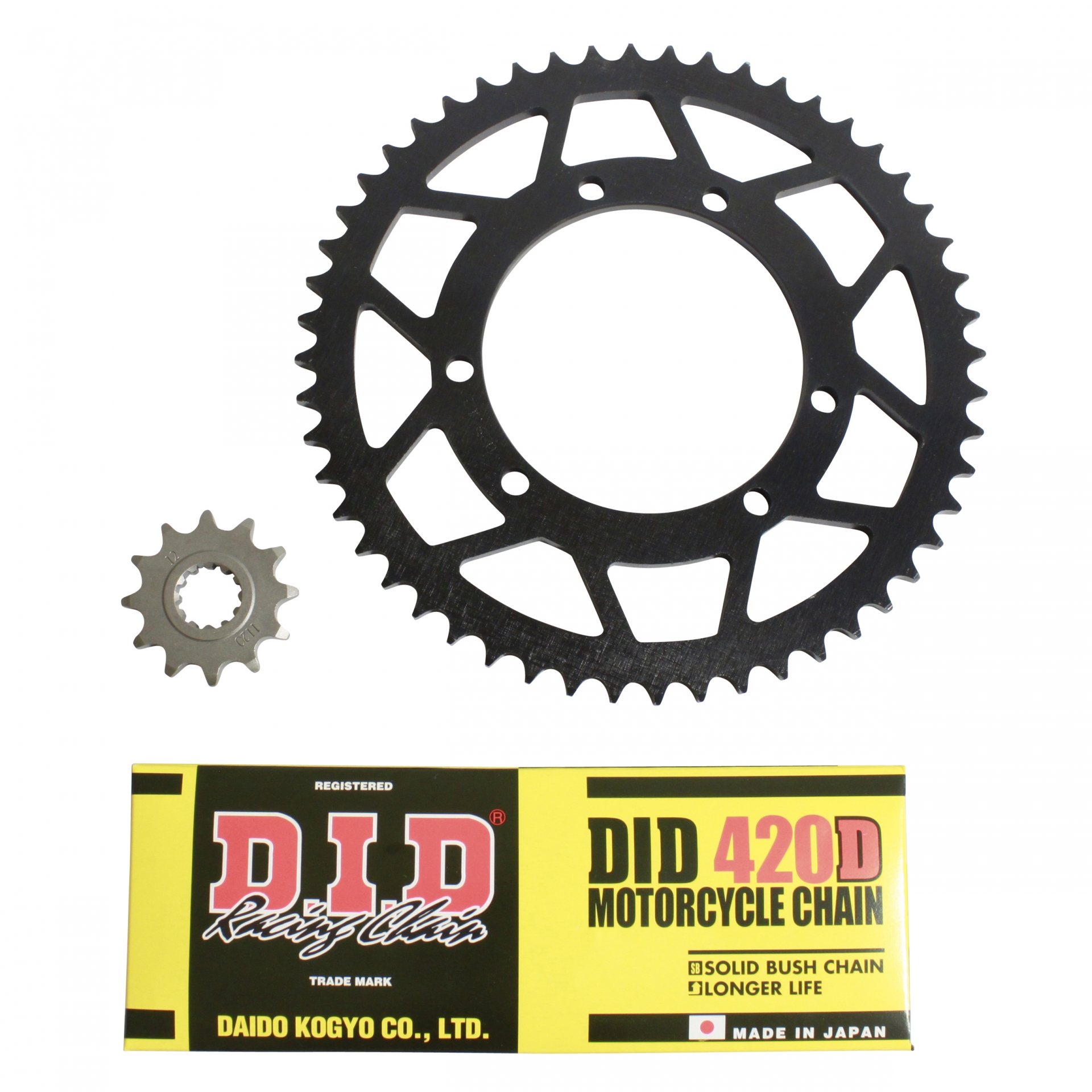 Kit chaîne DID 12x52 pas 420 Peugeot 50 XP6 98-01