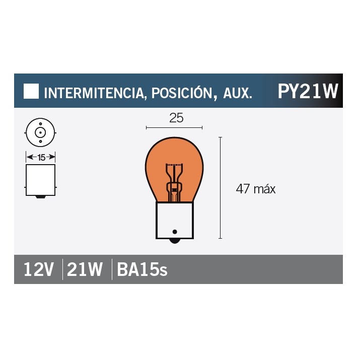 Ampoule Vicma PY21W BAU15s 12V 21W Orange