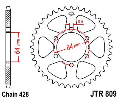 Couronne JT Sprockets Acier pas 428 53 dents - Pour Suzuki TS 125 78-8
