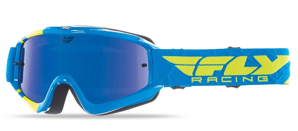 Masque cross Fly Racing Zone bleu/jaune écran iridium bleu