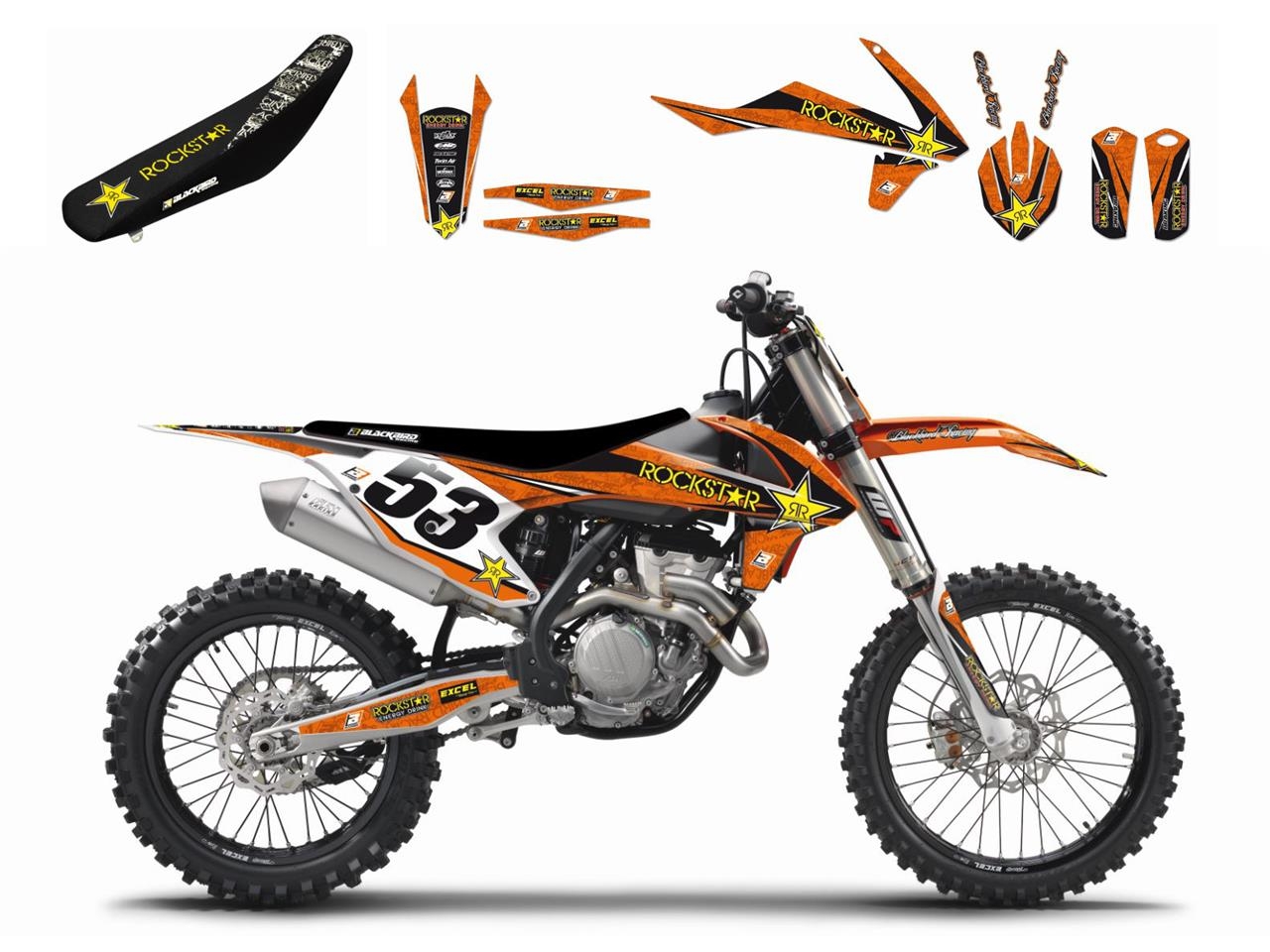 Kit déco + Housse de selle Blackbird Rockstar Energy KTM 250 SX-F 07-1