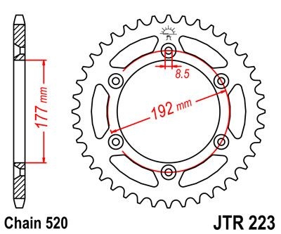 Couronne JT Sprockets Acier pas 520 53 dents - Pour Husqvarna WR 250 8
