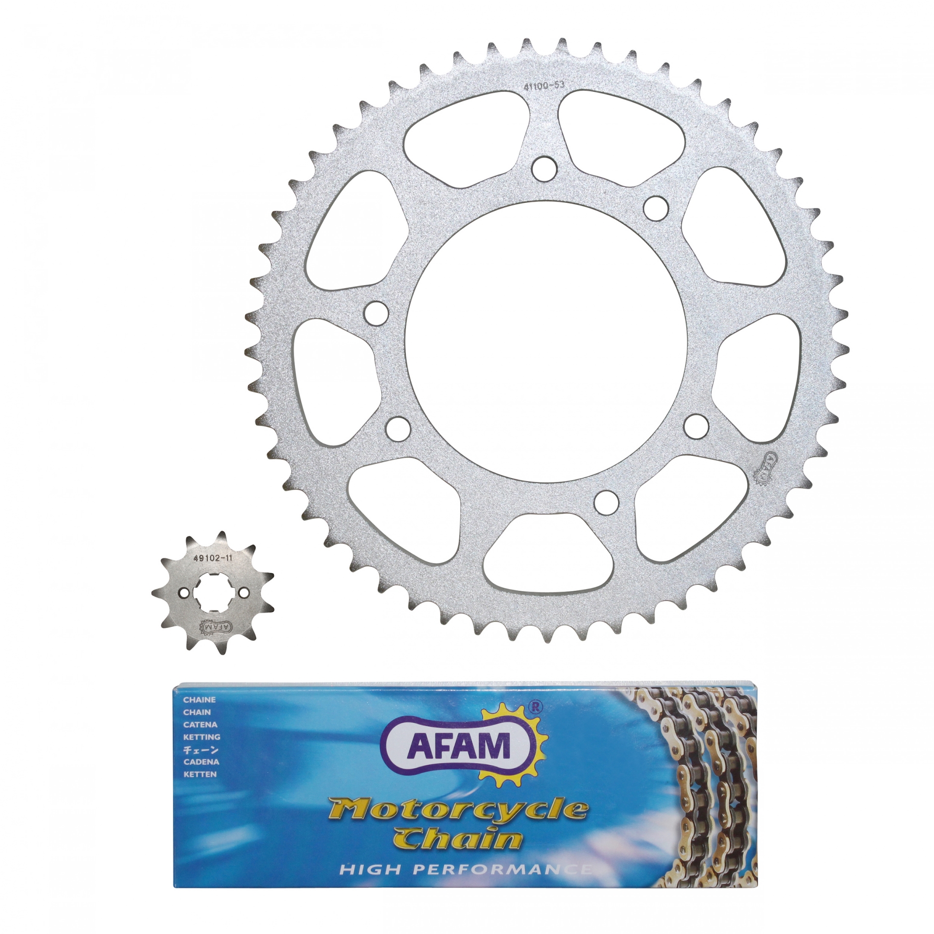 Kit chaîne Afam 11x53 Derbi 50 Senda DRD Pro 06-12 / Gilera 50 RCR 11-