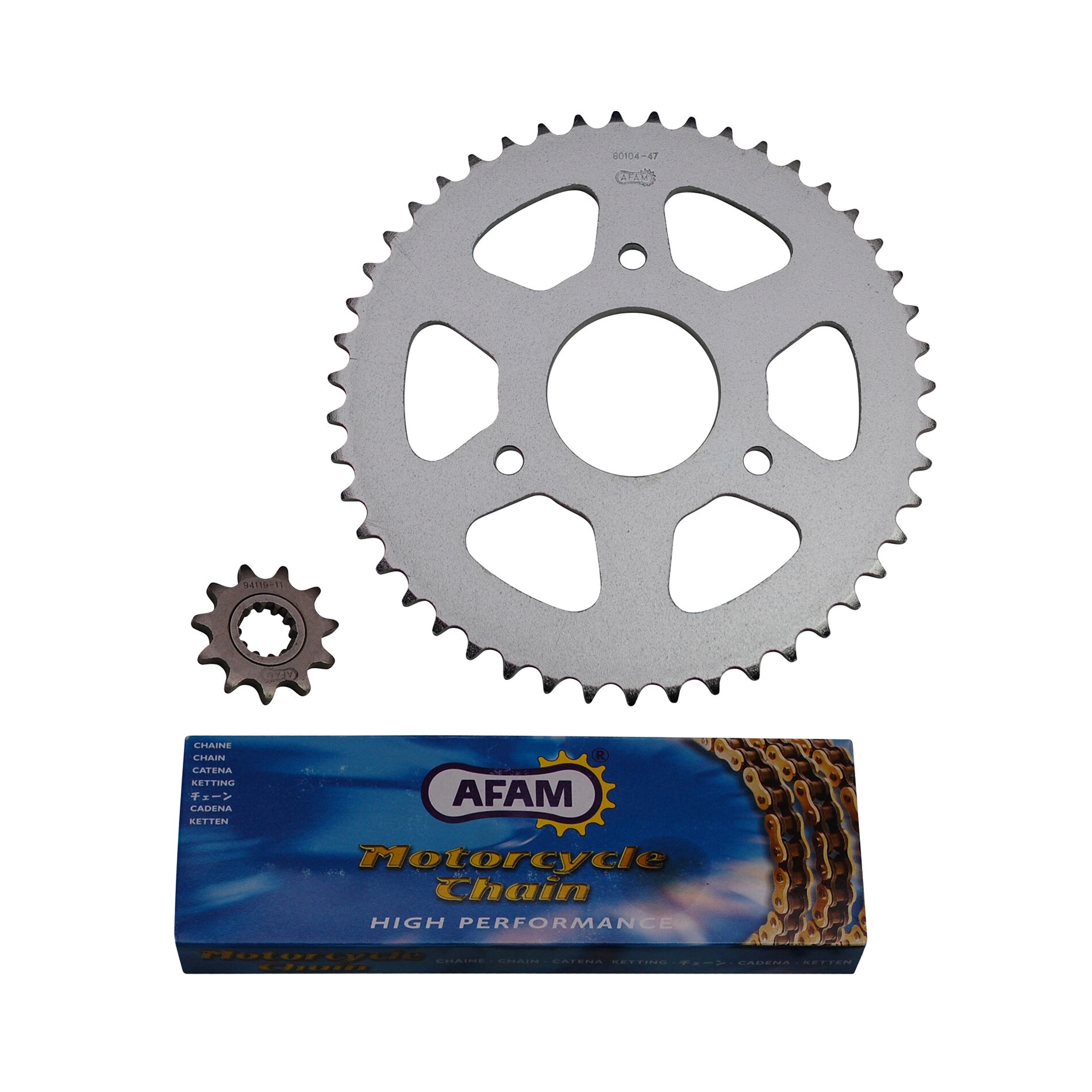 Kit chaîne Afam pas 420 11x47 adaptable Rs2