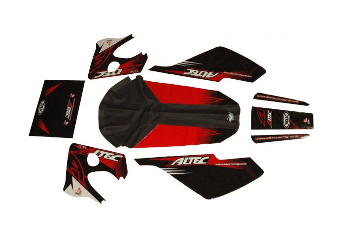 Kit déco Altec Racing Vintage Derbi Senda avec housse de selle - Rouge