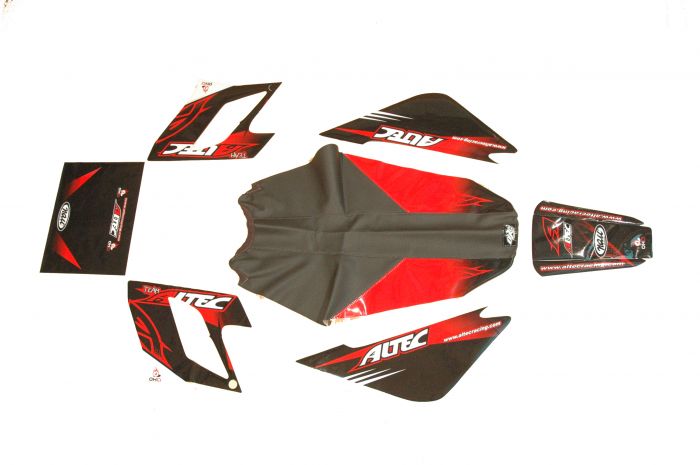 Kit déco Altec Racing Vintage Derbi DRD avec housse de selle - Rouge