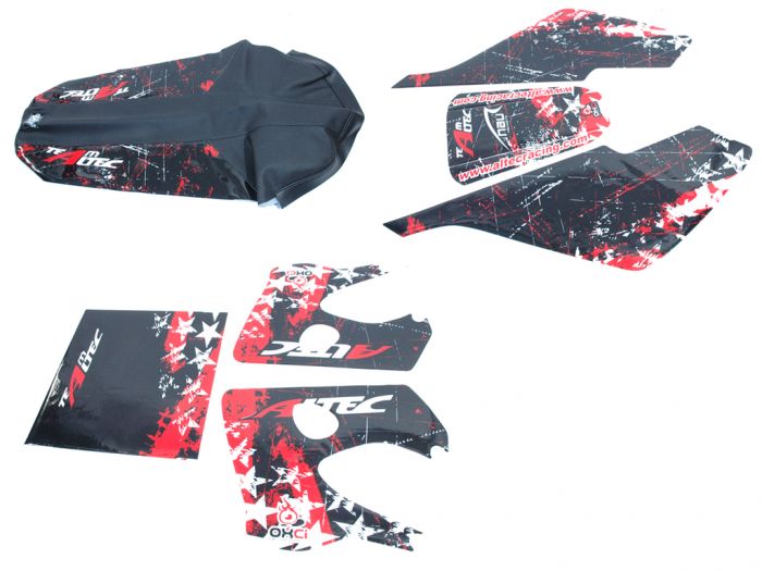 Kit déco Altec Racing Winner Derbi Senda avec housse de selle - Rouge