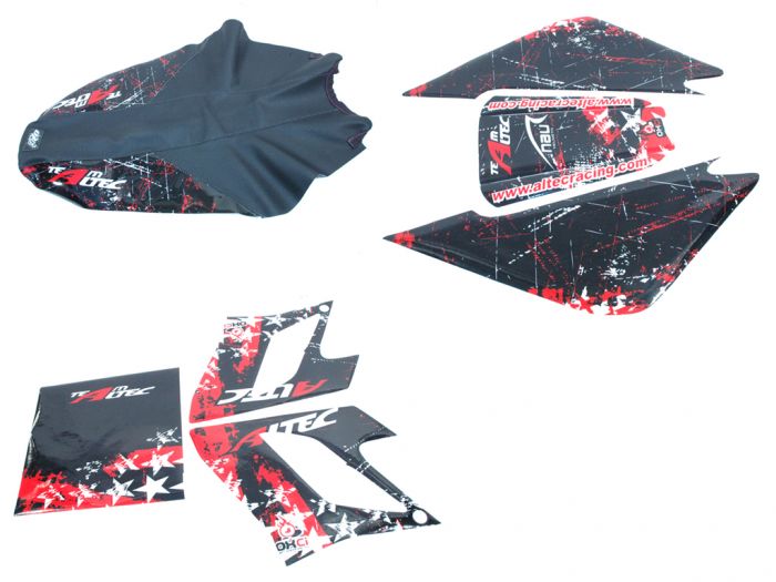 Kit déco Altec Racing Winner Derbi DRD avec housse de selle - Rouge