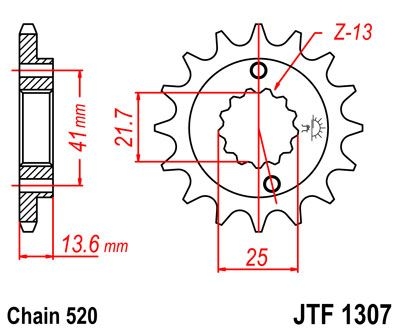 Pignon JT Sprockets Acier pas 520 14 dents - Pour Honda XR 650 R 00-07