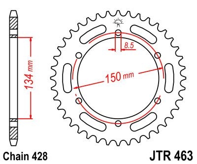 Couronne JT Sprockets Acier pas 428 48 dents - Pour Kawasaki KMX 125 8