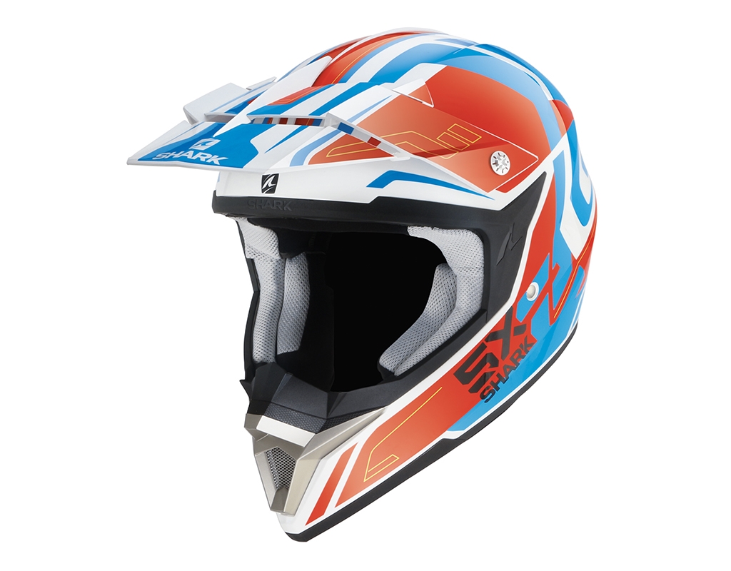 Casque cross Shark SX2 BHAUW blanc/rouge/bleu - XS