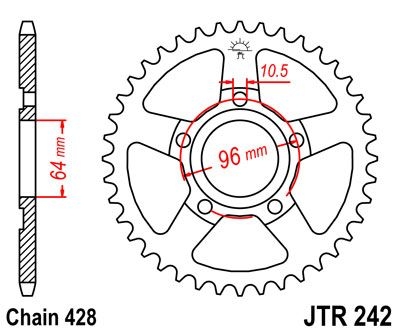 Couronne JT Sprockets Acier pas 428 53 dents - Pour Honda XL 125 R Pro
