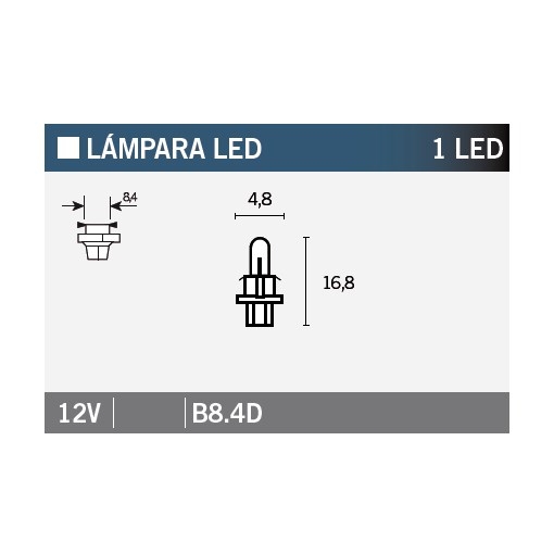 Ampoule Vicma B8,4D LED 12V Blanche