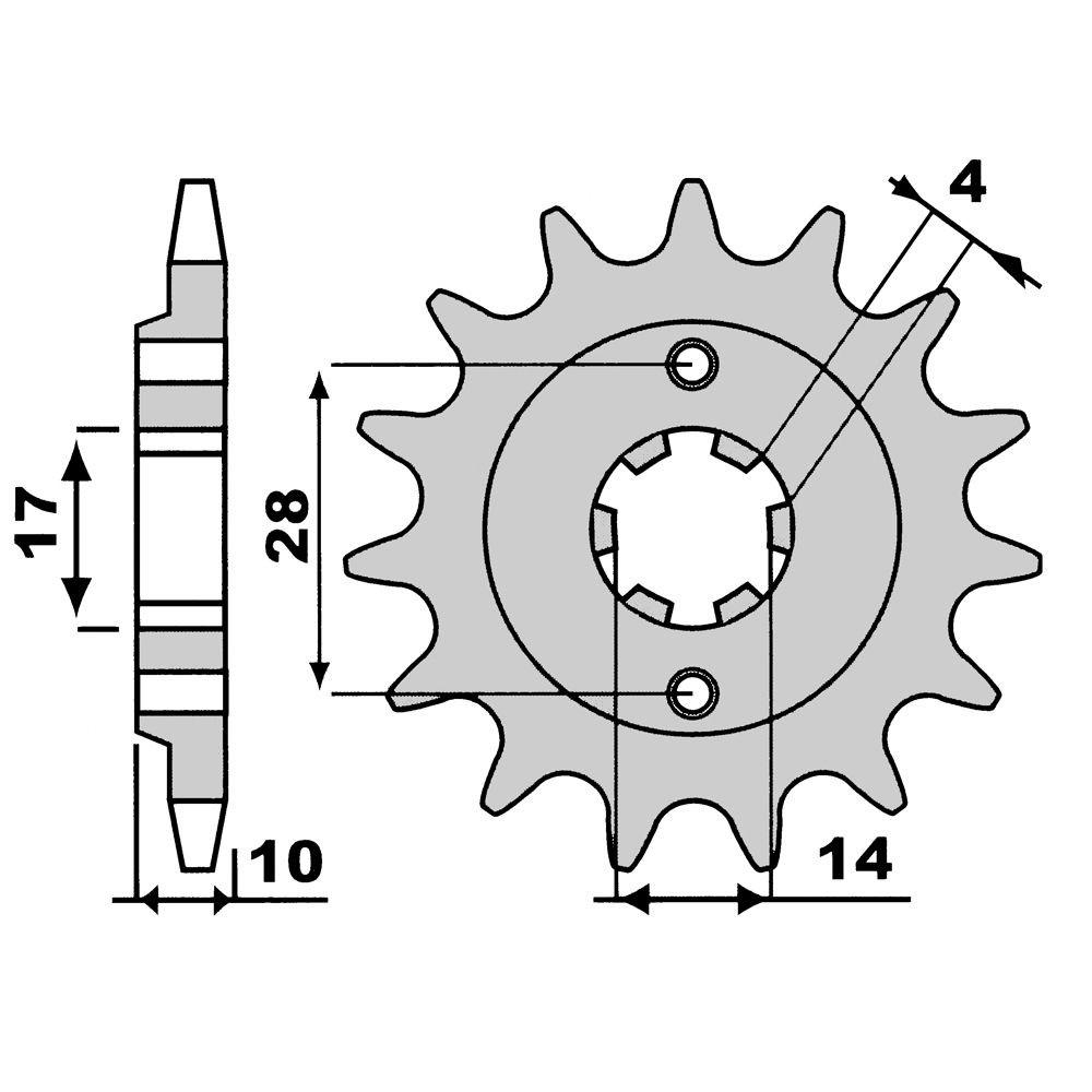 Pignon 14 dents pas 420 Derbi SM 1996-99