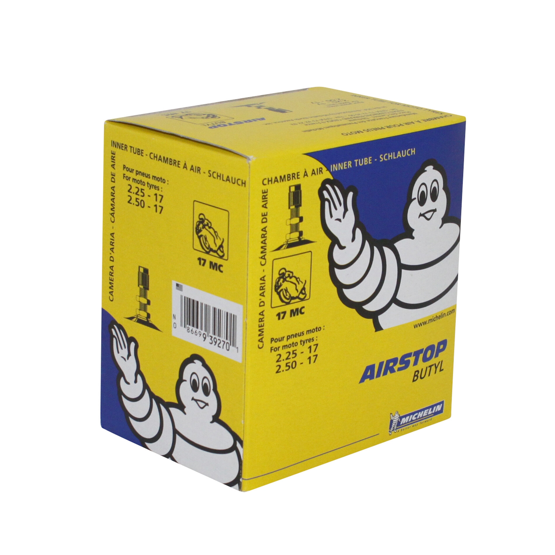 Chambre à air Michelin Street 2,25-17 / 2,50-17 valve droite TR4