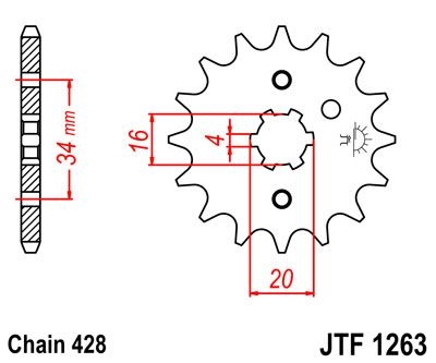 Pignon JT Sprockets Acier pas 428 16 dents - Pour Yamaha TZR 125 88-93