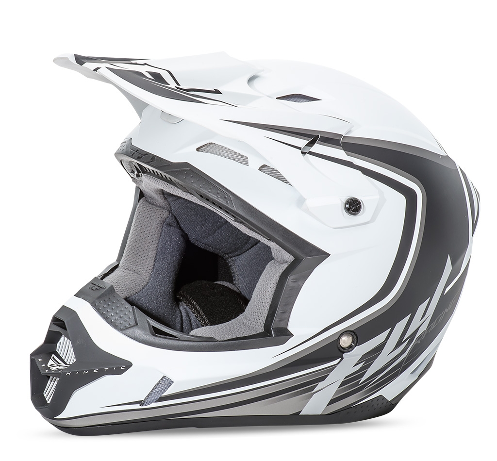 Casque cross Fly Racing Kinetic Fullspeed blanc mat/noir - XS