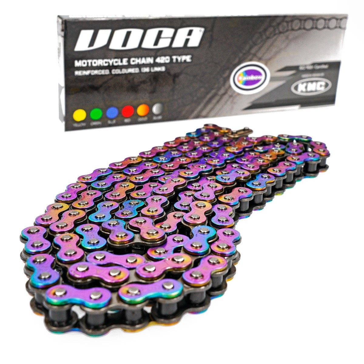 Chaîne renforcée Voca Racing 136 maillons pas 420 couleur titane
