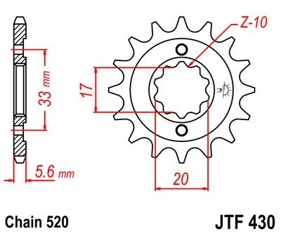 Pignon JT Sprockets Acier pas 520 14 dents - Pour Suzuki GSX 250 80-82