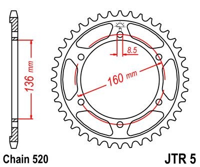 Couronne JT Sprockets Acier pas 520 41 dents - Pour Aprilia ETX 125 Tu