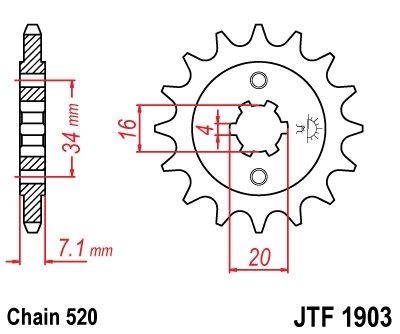 Pignon JT Sprockets Acier pas 520 14 dents - Pour KTM Duke 200 12-16