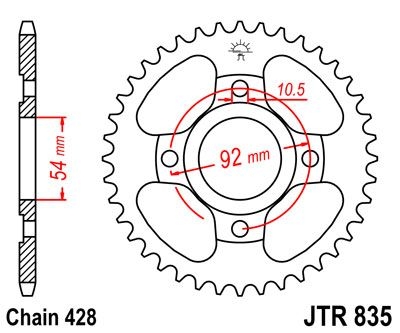Couronne JT Sprockets Acier pas 428 45 dents - Pour Yamaha TZR 125 88-