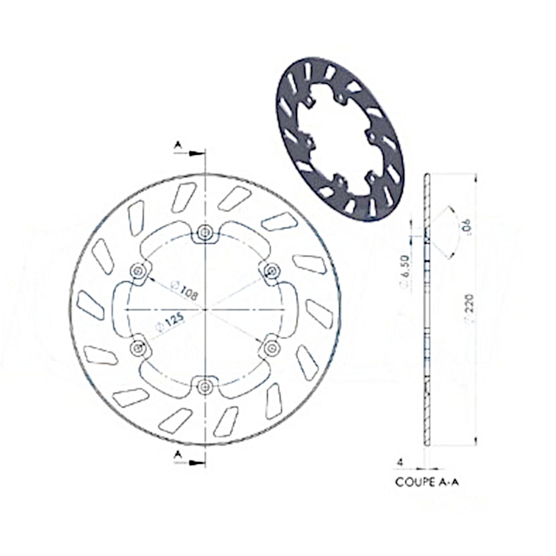 Disque de frein NG Brake Disc D.220 avant gauche Gilera GSM 50 de 1999