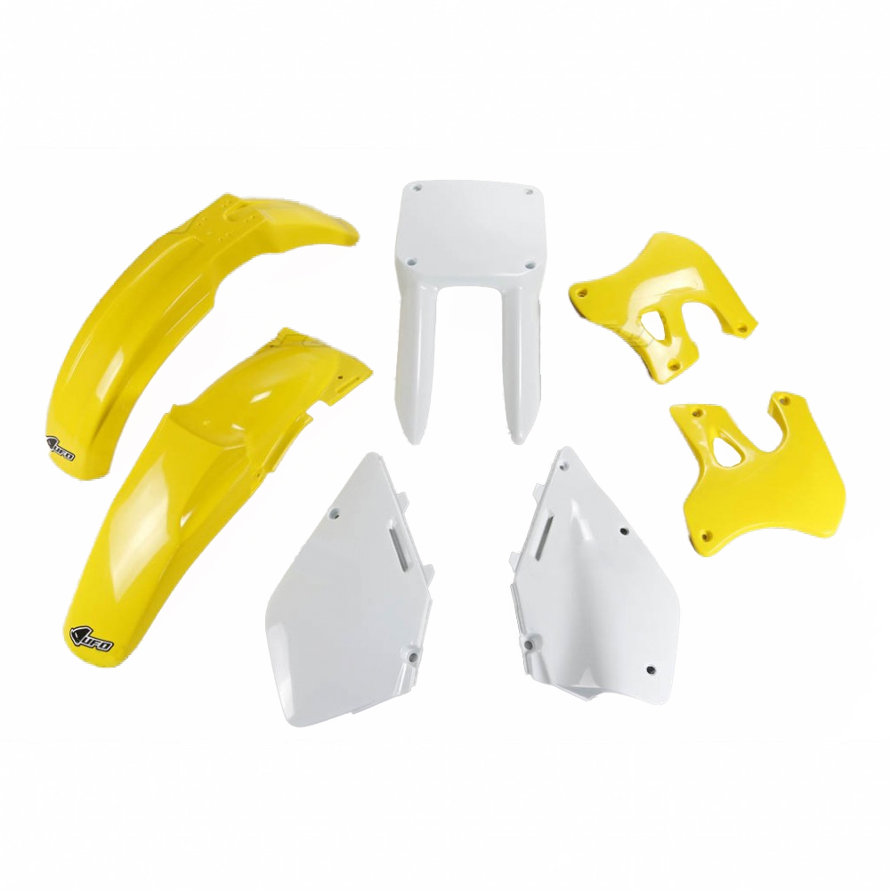 Kit plastique UFO Suzuki 125/250 RM 96/98 jaune/blanc (couleur origine