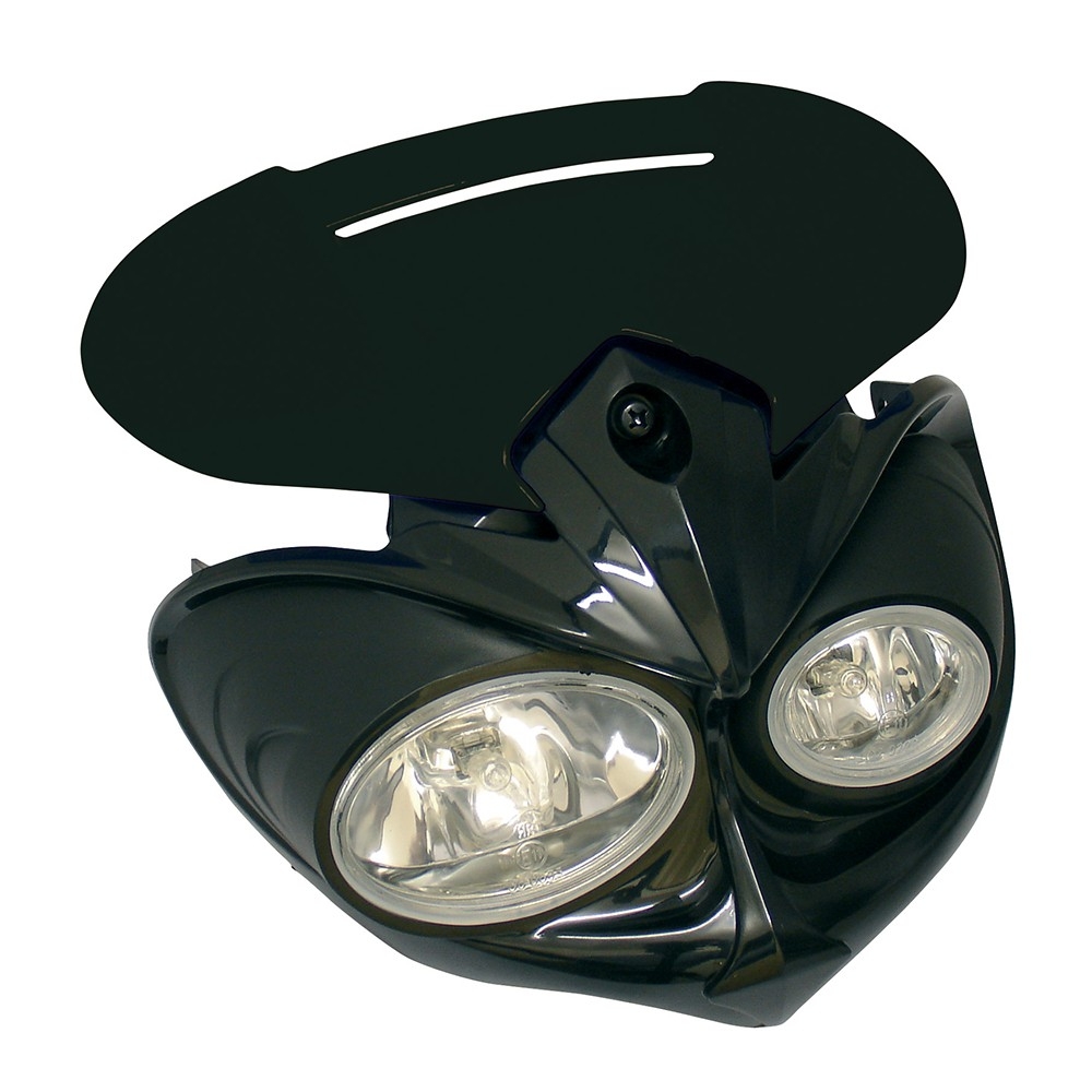 Tête de fourche Falcon noir H3 12V 55W avec kit fixation Homologuée CE