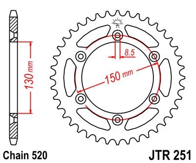 Couronne JT Sprockets Acier pas 520 50 dents - Pour Yamaha YZ-F 450 16