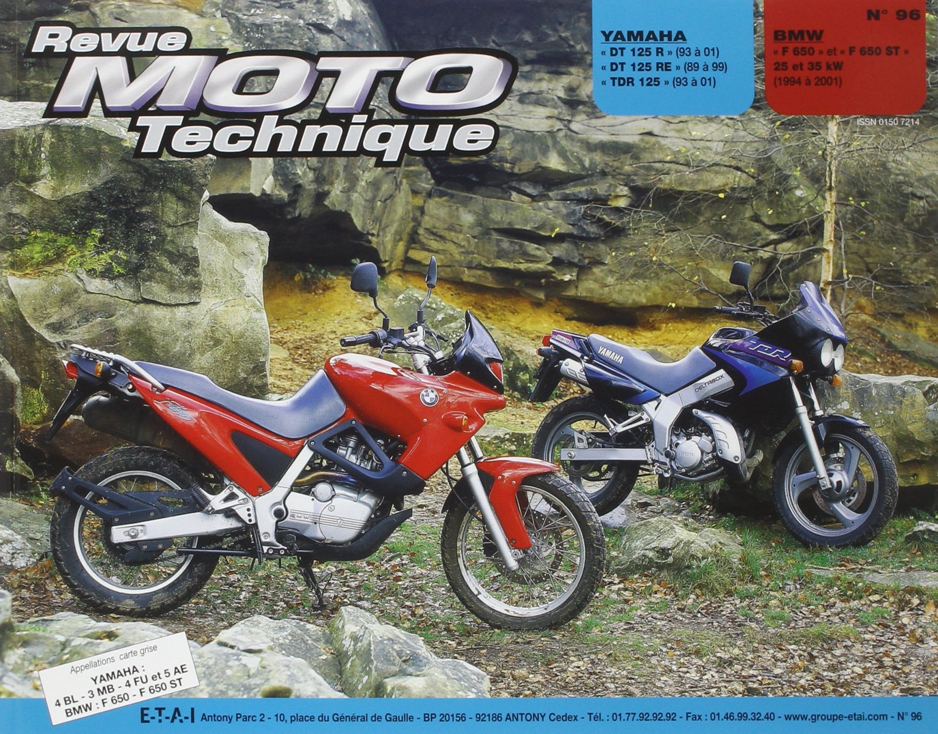 Revue Moto Technique 96.5 Yamaha DT 125 R-RE-TDR / BMW F 650 93-97