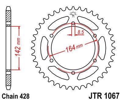 Couronne JT Sprockets Acier pas 428 52 dents - Pour Hyosung GT 125 Nak