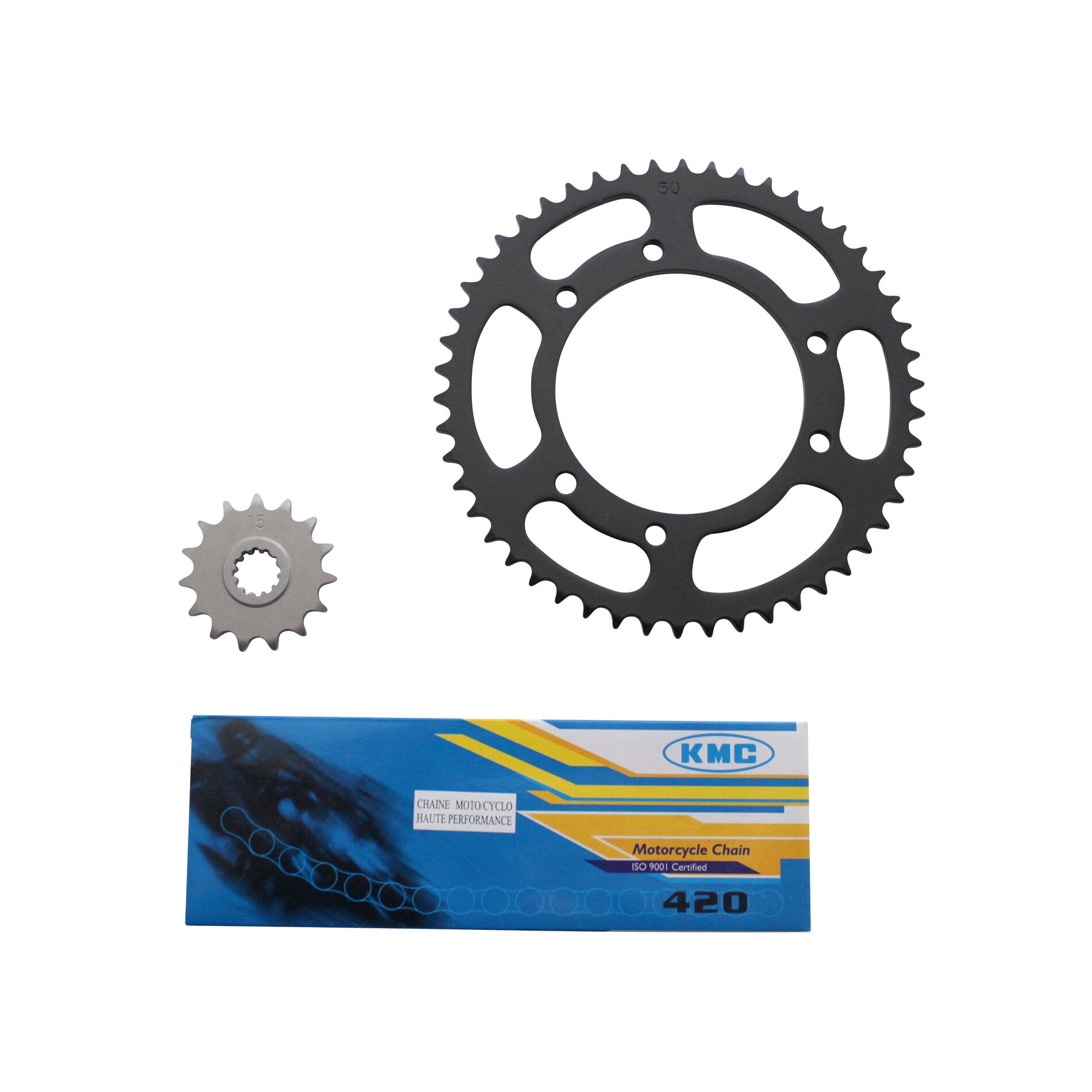 Kit chaîne 1Tek pas 420 15x50 alésage 105 mm adaptable Xlimit/DTR 2004