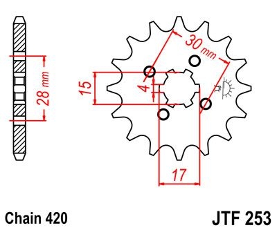 Pignon JT Sprockets Acier pas 420 15 dents - Pour Honda CR 80 R 1985