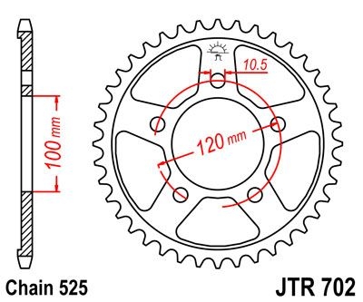 Couronne JT Sprockets Acier pas 525 46 dents - Pour Aprilia Dorsoduro