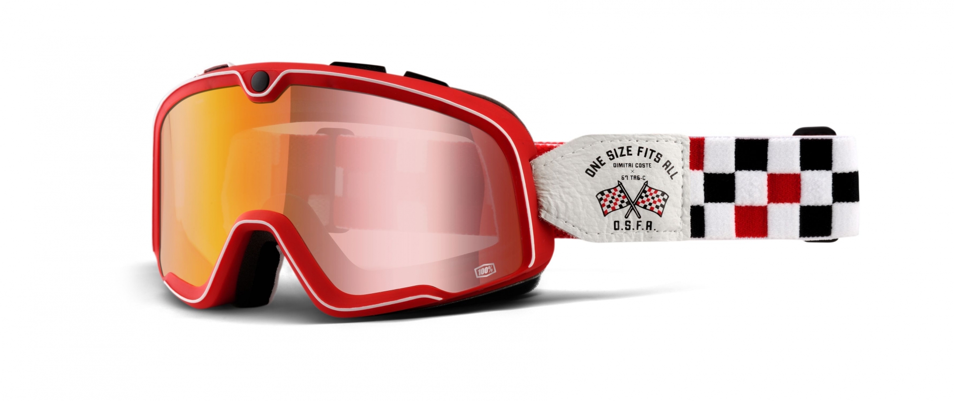 Masque cross 100% Barstow Osfa 2 Mirror red lens