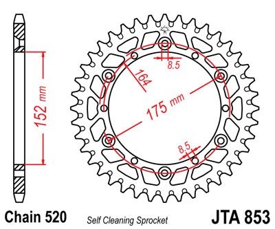 Couronne JT Sprockets Aluminium pas 520 50 dents - Pour Yamaha YZ 490